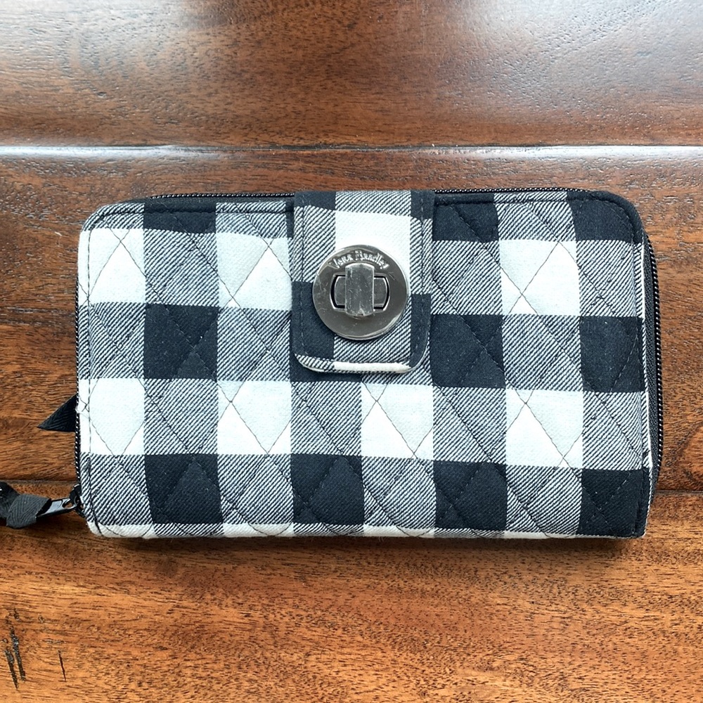 Vera Bradley women’s cotton Turnlock Wallet with RIFD Protection.